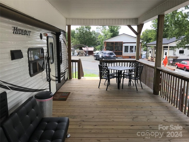 deck with a porch