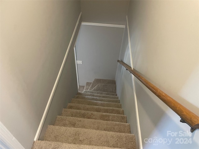 stairway with carpet floors