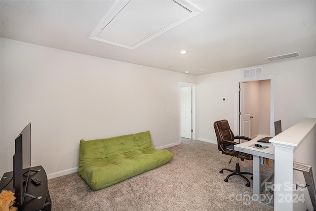 view of carpeted office space