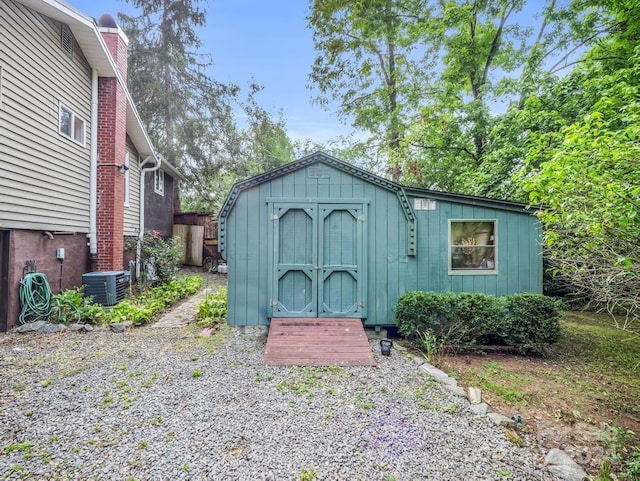 view of shed featuring central AC unit