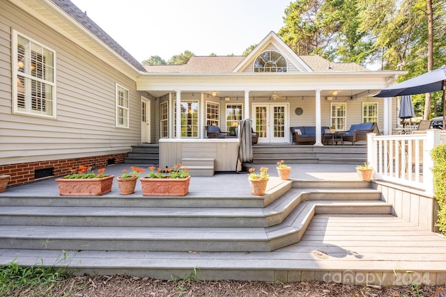 deck with an outdoor hangout area