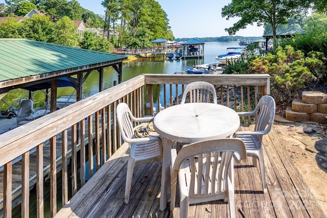 deck with a water view