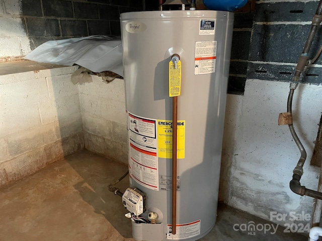 utility room with gas water heater