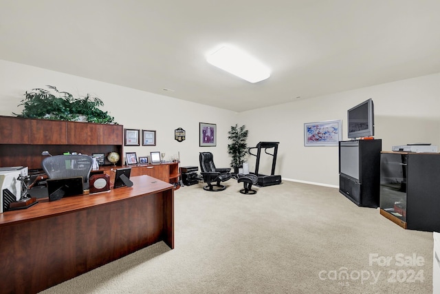 home office with carpet flooring