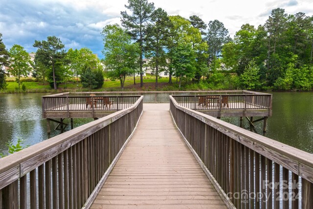 view of dock featuring a water view