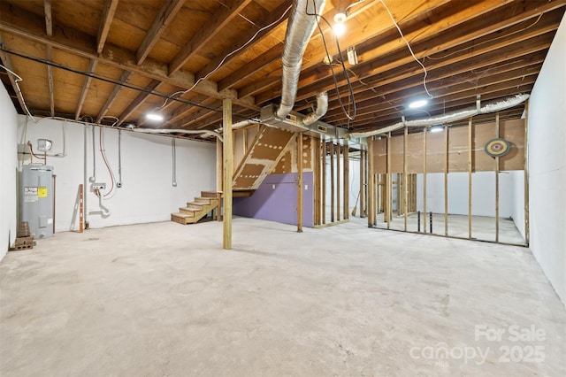 basement with electric water heater