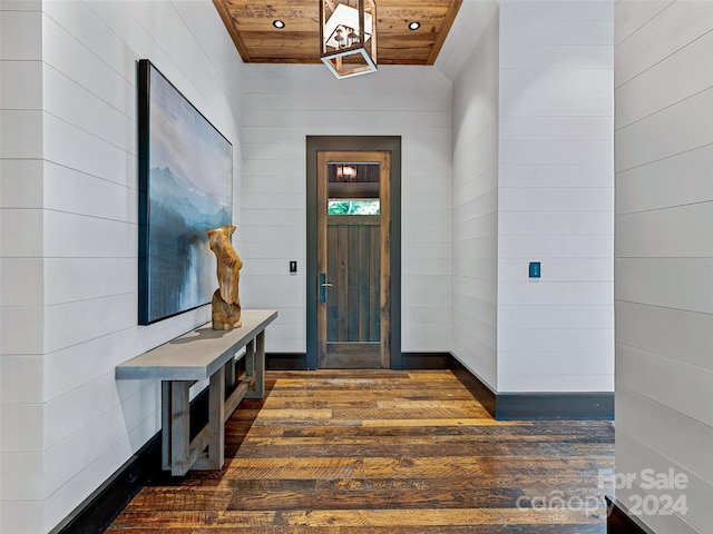 foyer entrance featuring wooden ceiling