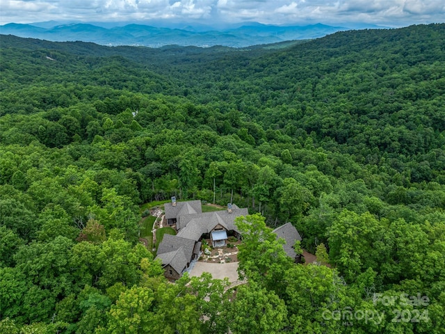 birds eye view of property with a mountain view