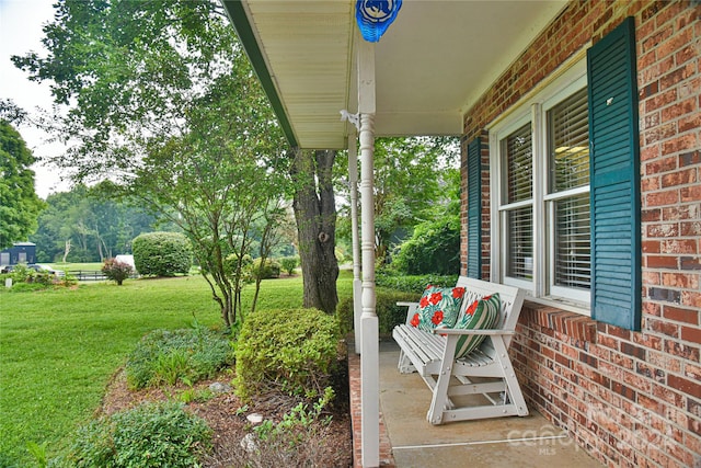 view of patio featuring covered porch