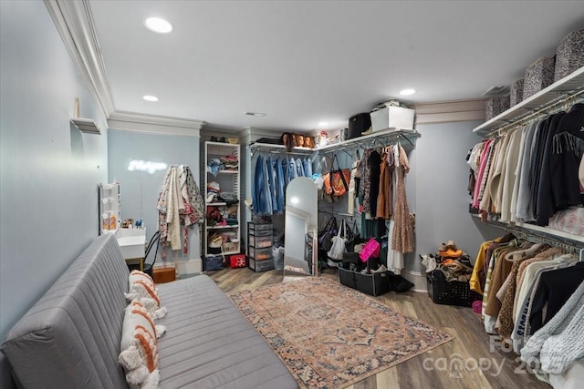 walk in closet featuring light hardwood / wood-style floors