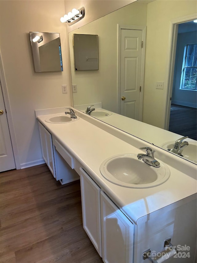 bathroom featuring wood-type flooring and vanity