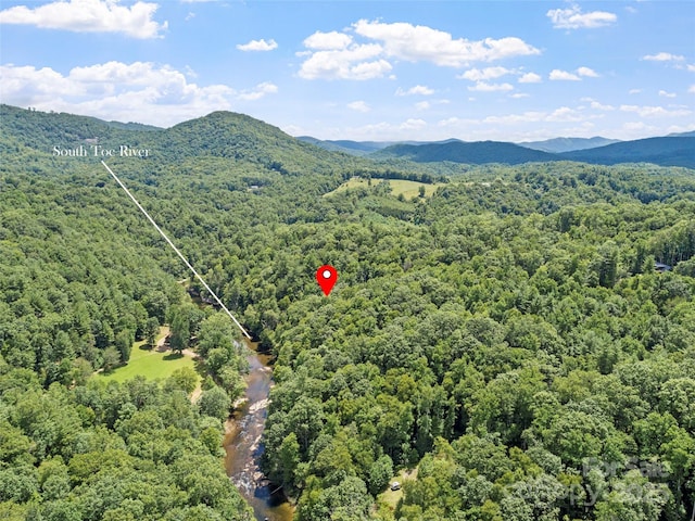 bird's eye view with a mountain view