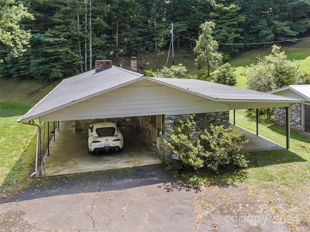 view of car parking featuring a carport