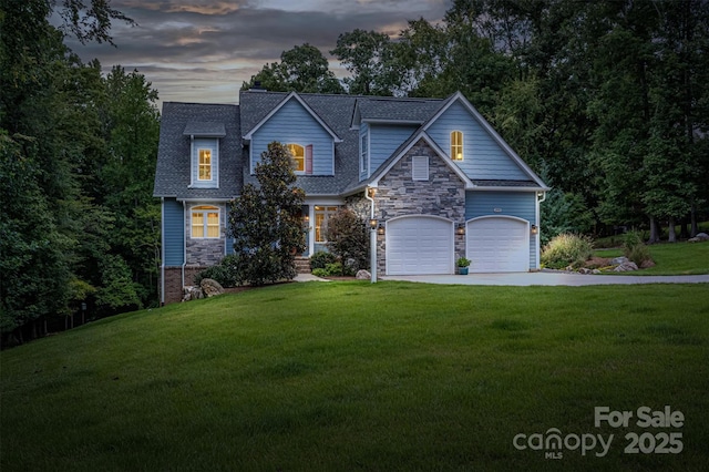 view of front of house with a yard