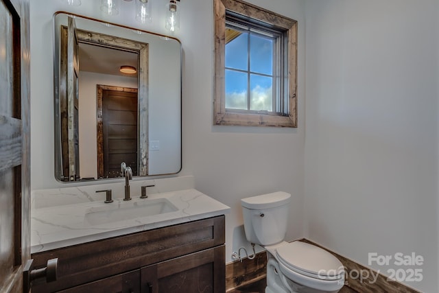 bathroom with toilet and vanity