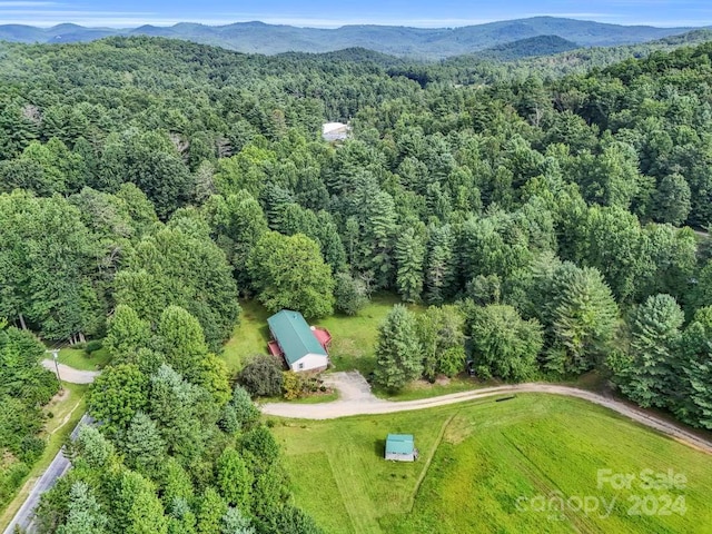 bird's eye view with a mountain view