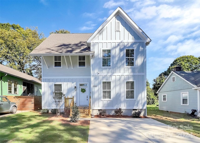 modern farmhouse with a front yard