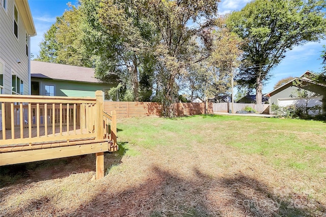 view of yard featuring a deck