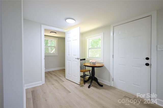 interior space with light hardwood / wood-style flooring