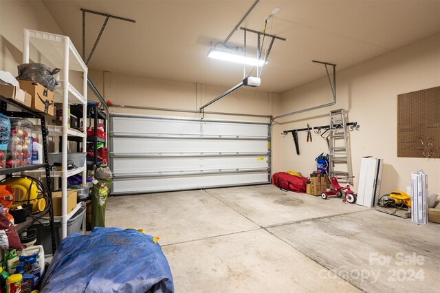 garage with a garage door opener