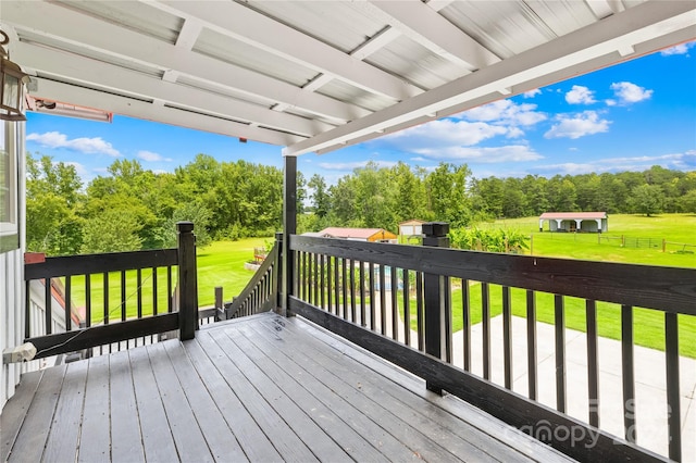 deck featuring a yard