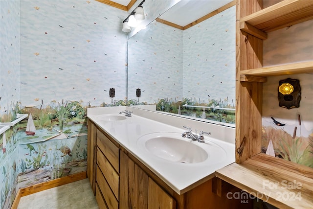 902 Coldwater Ct, Concord, NC 28025 - full bath featuring wallpapered walls and double vanity