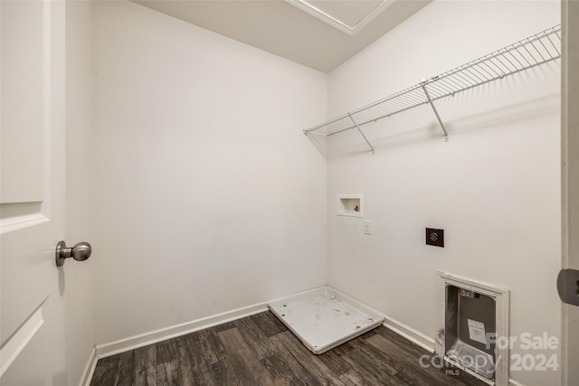 laundry room featuring hookup for a washing machine, electric dryer hookup, and dark hardwood / wood-style flooring