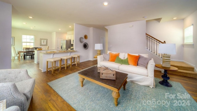 living room with hardwood / wood-style floors