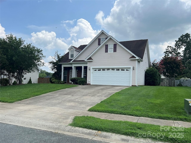 view of front property with a garage and a front yard