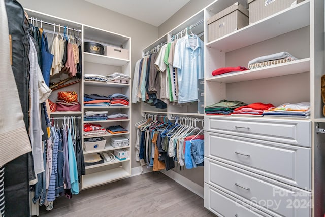 walk in closet featuring hardwood / wood-style floors