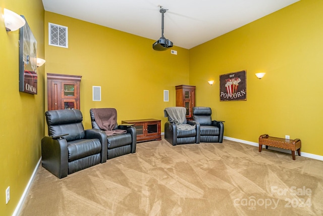 view of carpeted home theater