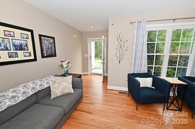 living room featuring light hardwood / wood-style flooring