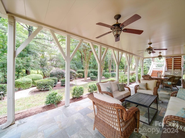 view of patio / terrace with outdoor lounge area and ceiling fan