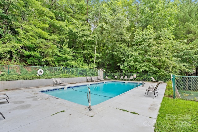 pool featuring a patio area and a fenced backyard