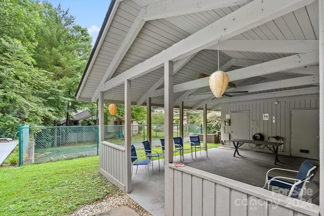 view of patio / terrace featuring visible vents and fence