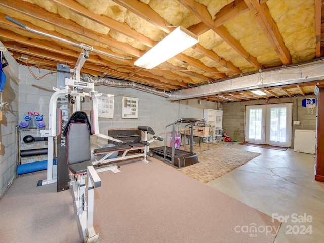 workout area with french doors