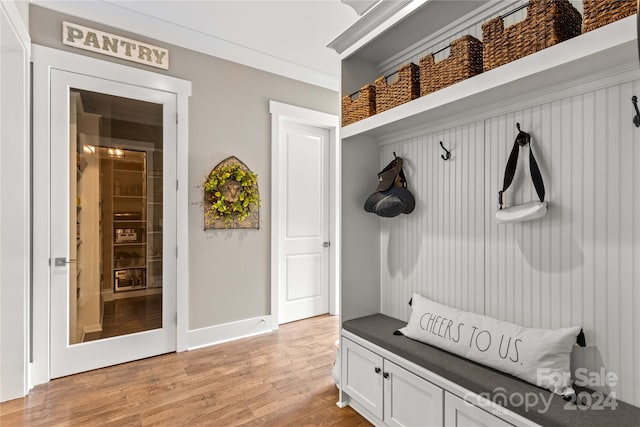 mudroom with light wood-type flooring