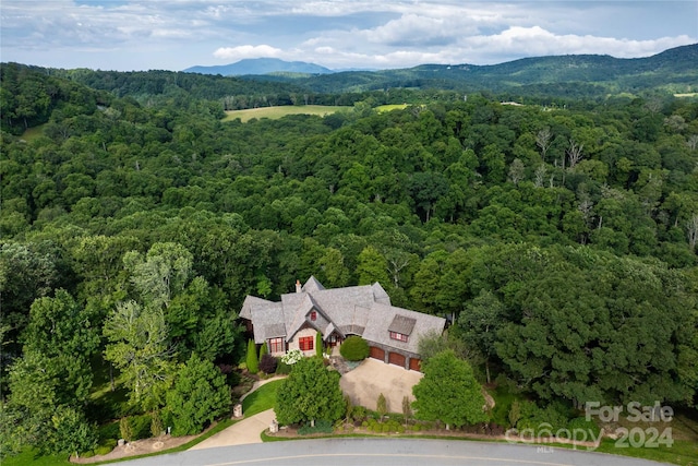 birds eye view of property with a mountain view