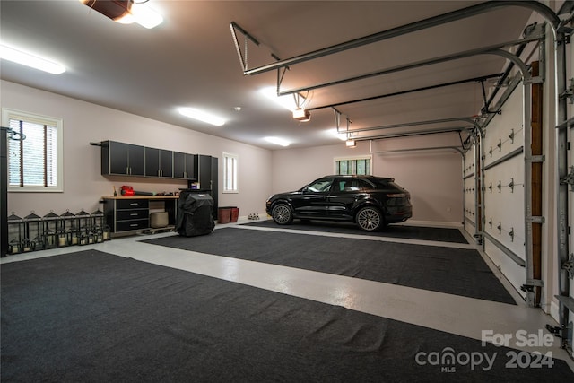 garage with a garage door opener