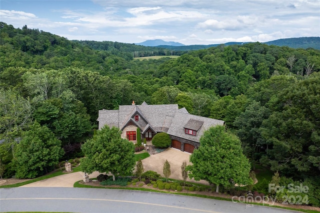 drone / aerial view with a mountain view