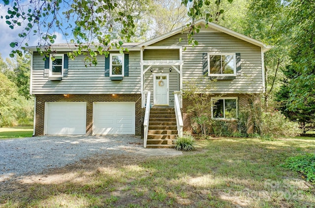 raised ranch with a garage