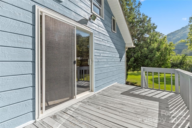 deck featuring a mountain view