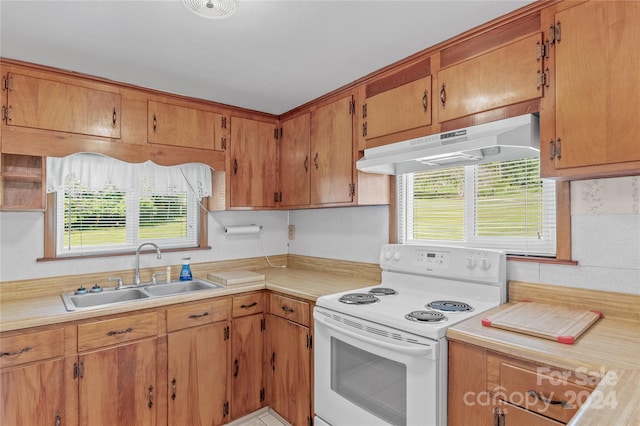 kitchen featuring electric stove and sink