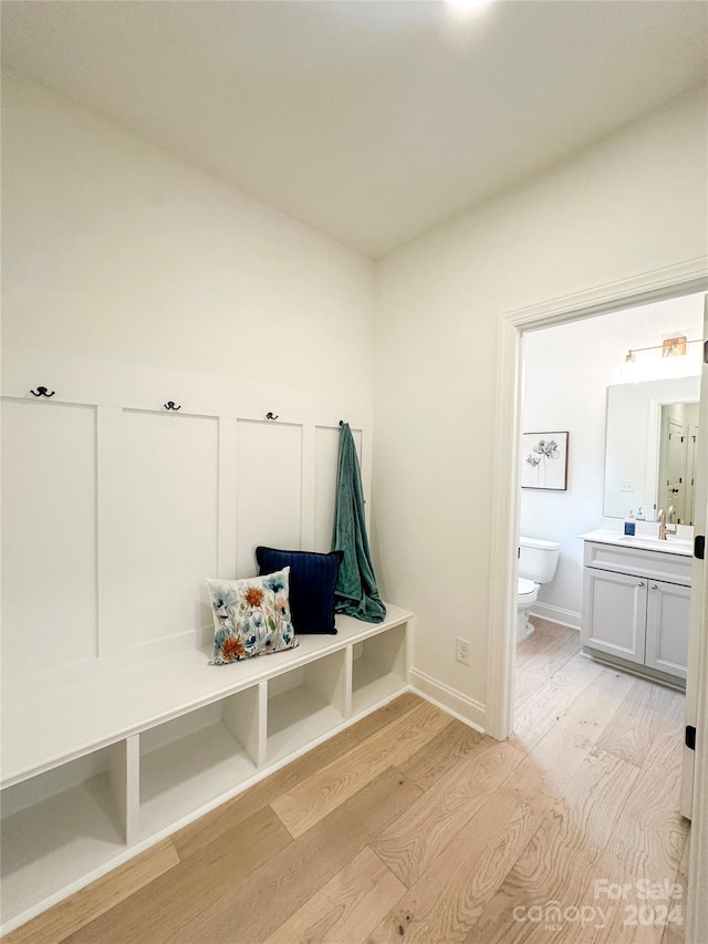 mudroom with light wood-type flooring