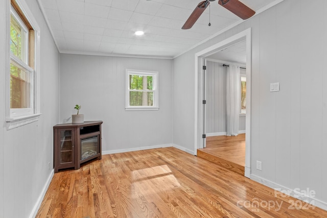 interior space featuring light hardwood / wood-style flooring and ceiling fan