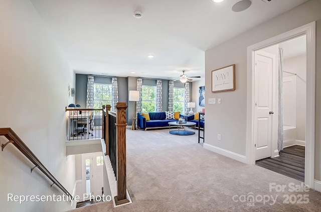 hallway with carpet flooring