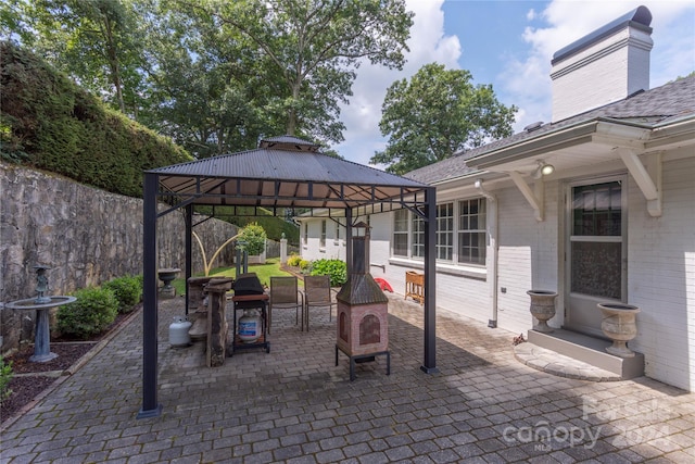 view of patio / terrace with a gazebo