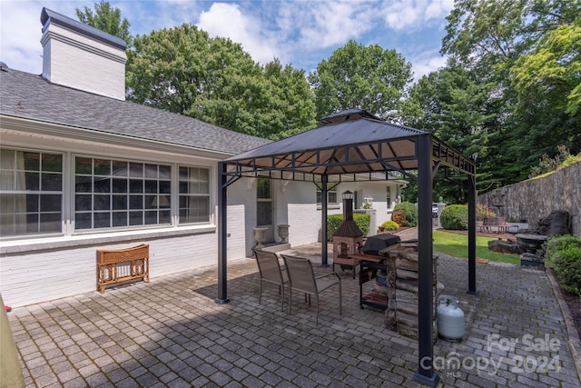 view of patio / terrace with a gazebo