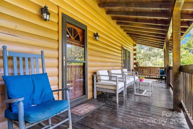 deck featuring an outdoor living space