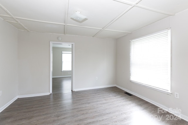 empty room with hardwood / wood-style floors